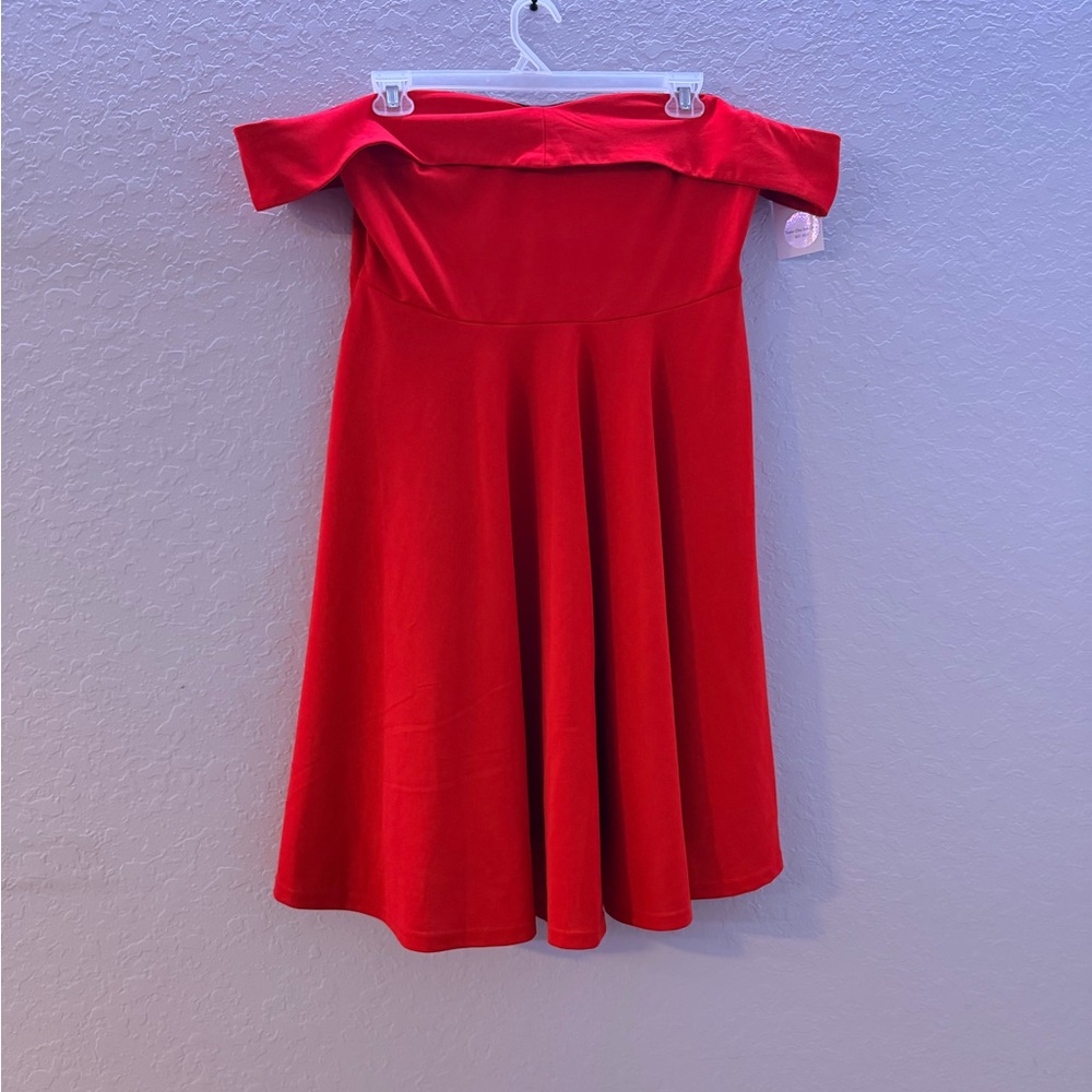 Twice Chic Boutique Red Off-Shoulder Women’s Party Dress